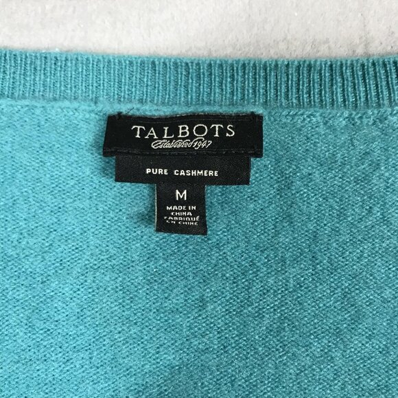 Talbots Sweater Womens Medium Teal Pure Cashmere Scoop Neck Pullover Long Sleeve - Picture 3 of 7